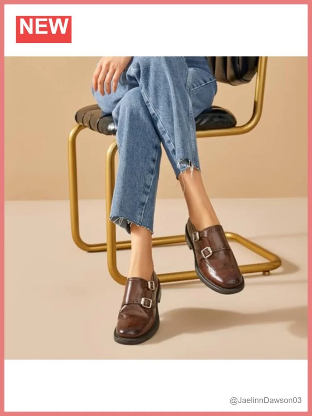 Women's Leather Monk Strap Loafers Cap Toe Slip-On Flats Business Casual